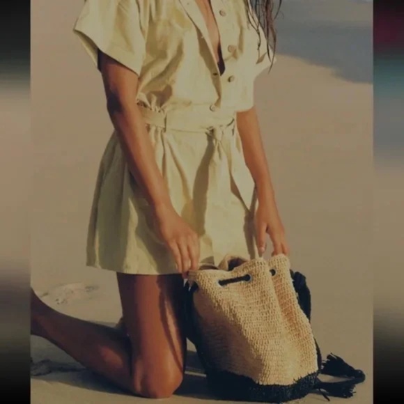 Free People | Hidden Paradise Straw Drawstring Backpack - Picture 5 of 8